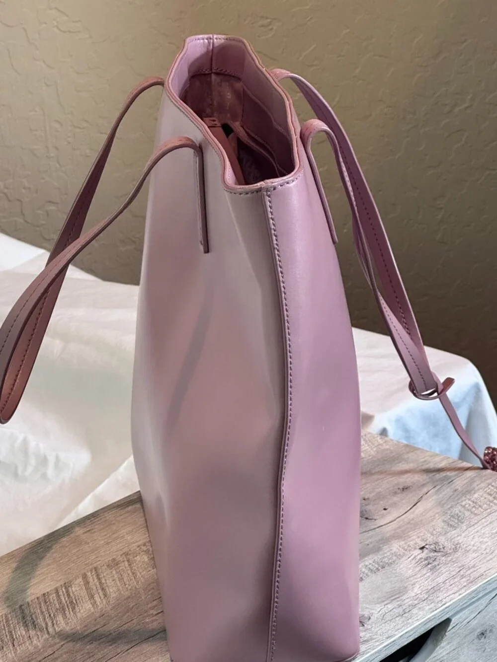 Kate Spade New York Large Mauve Pink Leather Zip Top Tote Shoulder Bag